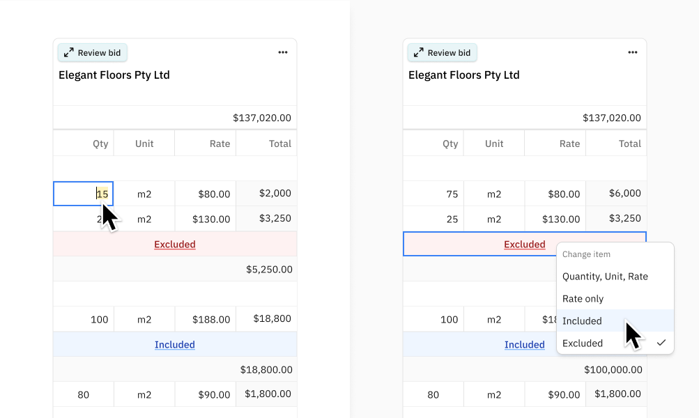 Edit extracted prices
