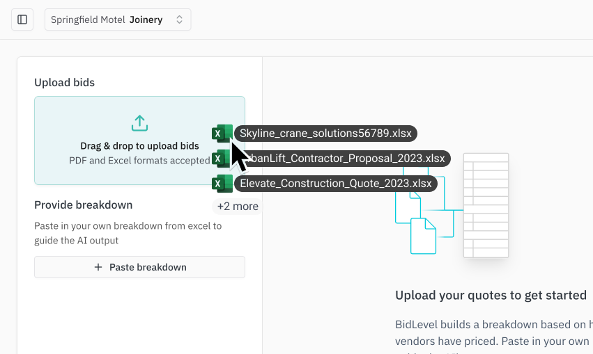 Excel upload support