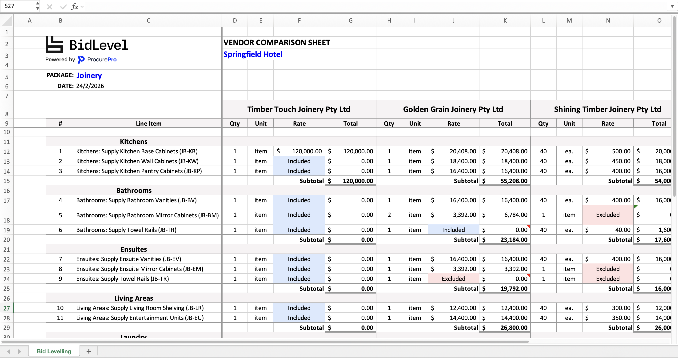 BidLevel's Excel export is now cleaner and easier to use