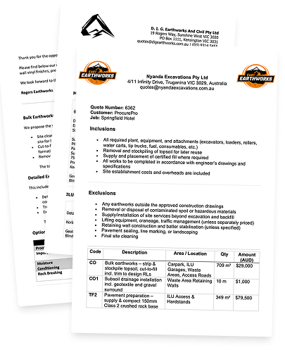 Mismatched vendor quotes